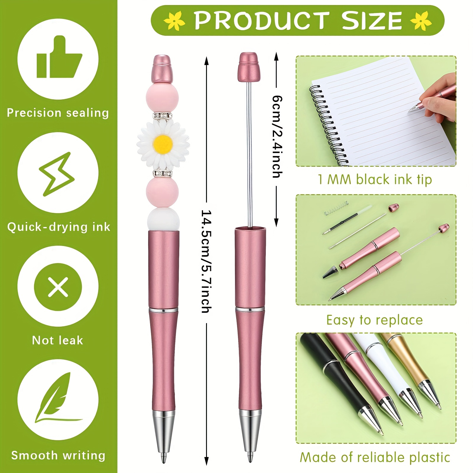 Radiant Rainbow Beadable Pen Kit, DIY Bubblegum Bead PLASTIC Pen Kit,  Beadable Pens, Bubblegum Beads, Beaded Pens, Pen Beads, Focal Beads 