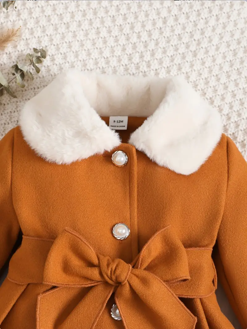 toddler baby girls winter fall stylish tweed dress coat toddler kids furry collar tunic trench coat single breasted windbreaker jacket details 16