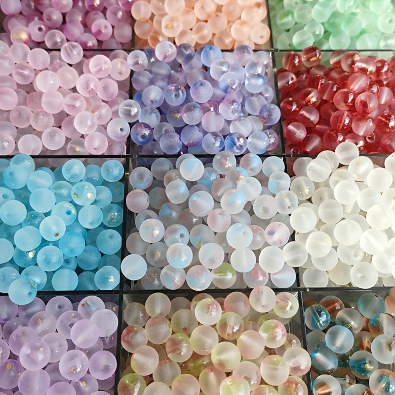 Glass Beads Frosted Loose Beads Transparent Round Beads For - Temu