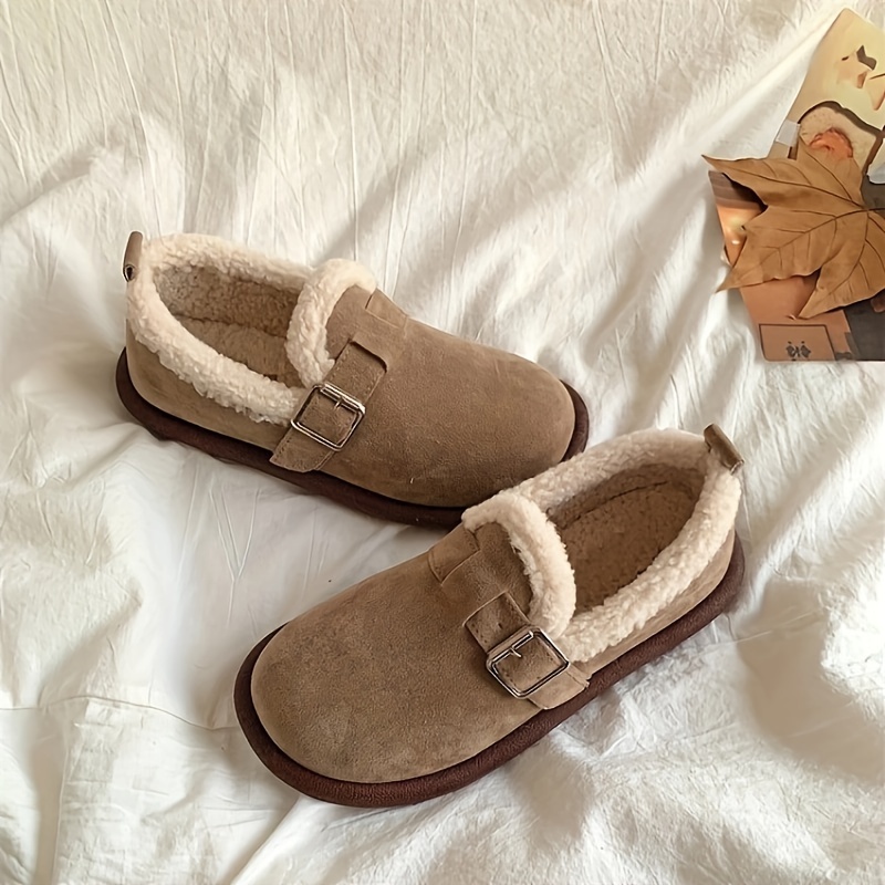 Soft curly plush slip on sale warm loafers