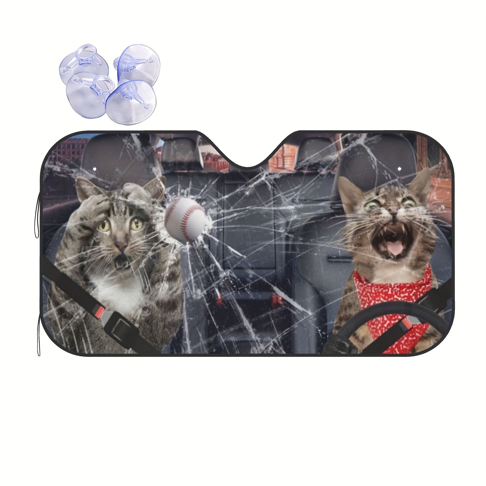 funny cat aluminum foil sun shade visor for vehicle front window foldable sun protection accessory for   models   69 85x129 54 cm 0