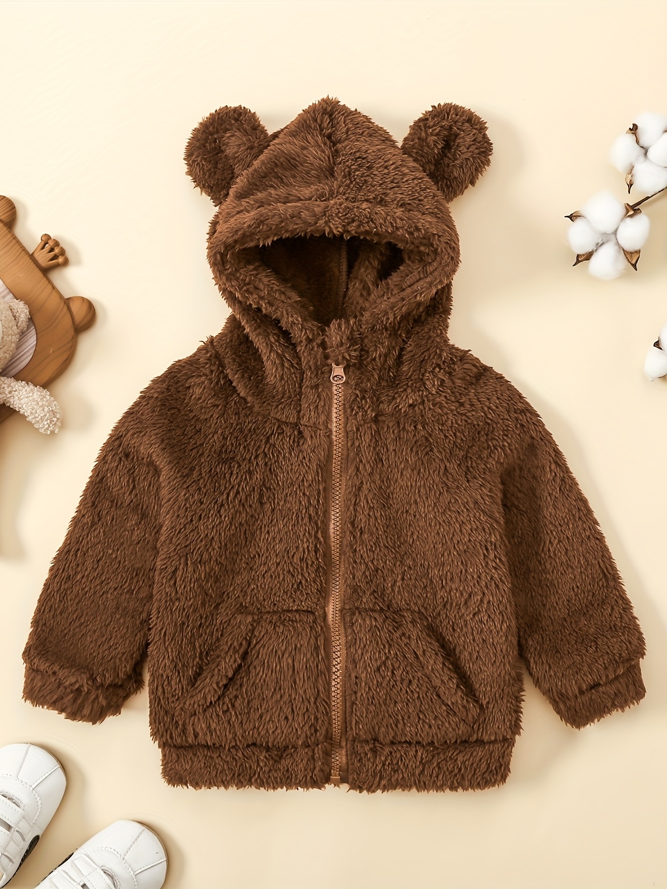 Unisex Babies Fleece Coat Little Baby Boy Girls Cute Bear Ears Hooded  Zipper Jackets Toddler Fall Winter Outerwear