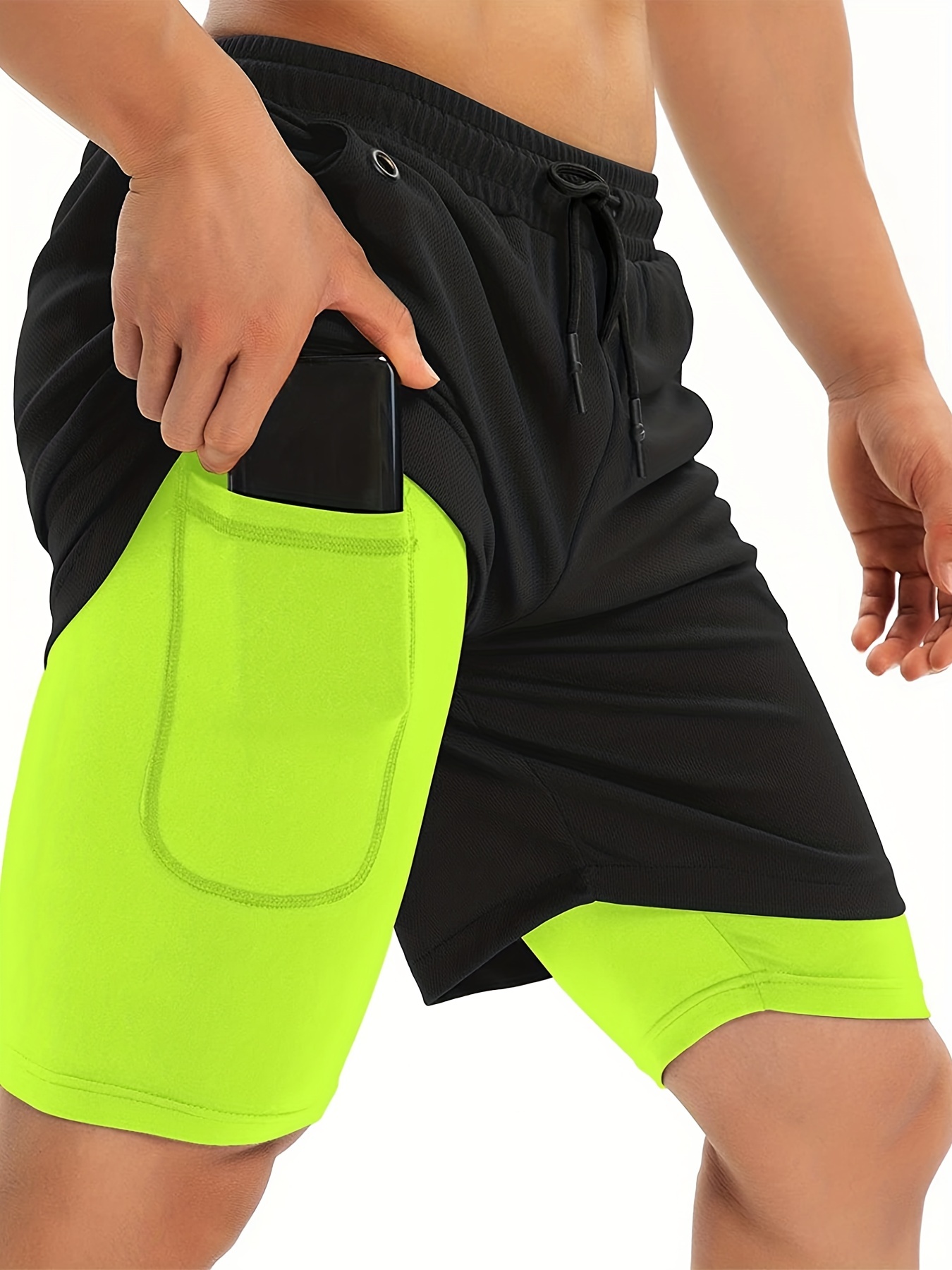 Mens Gym Running Shorts Athletic Workout Clothes For Men Quick-Dry Shorts  With Zipper Pockets