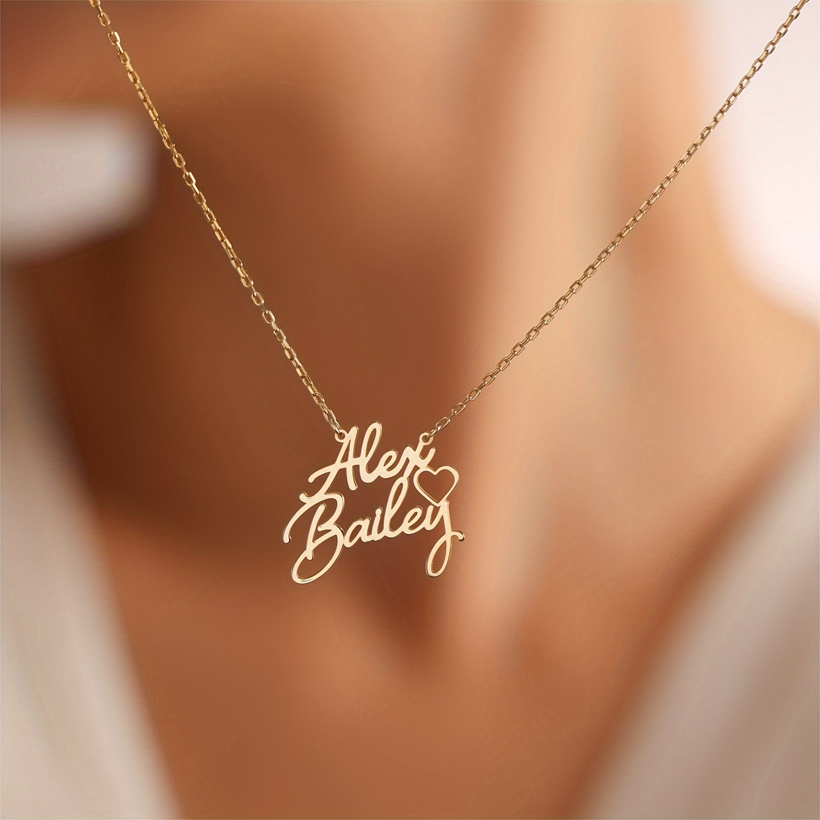 

Customized 2 English Names Love Minimalist Elegant Stainless Steel Necklace For Family Holiday Gift Birthday Jewelry (customied Only English Language)
