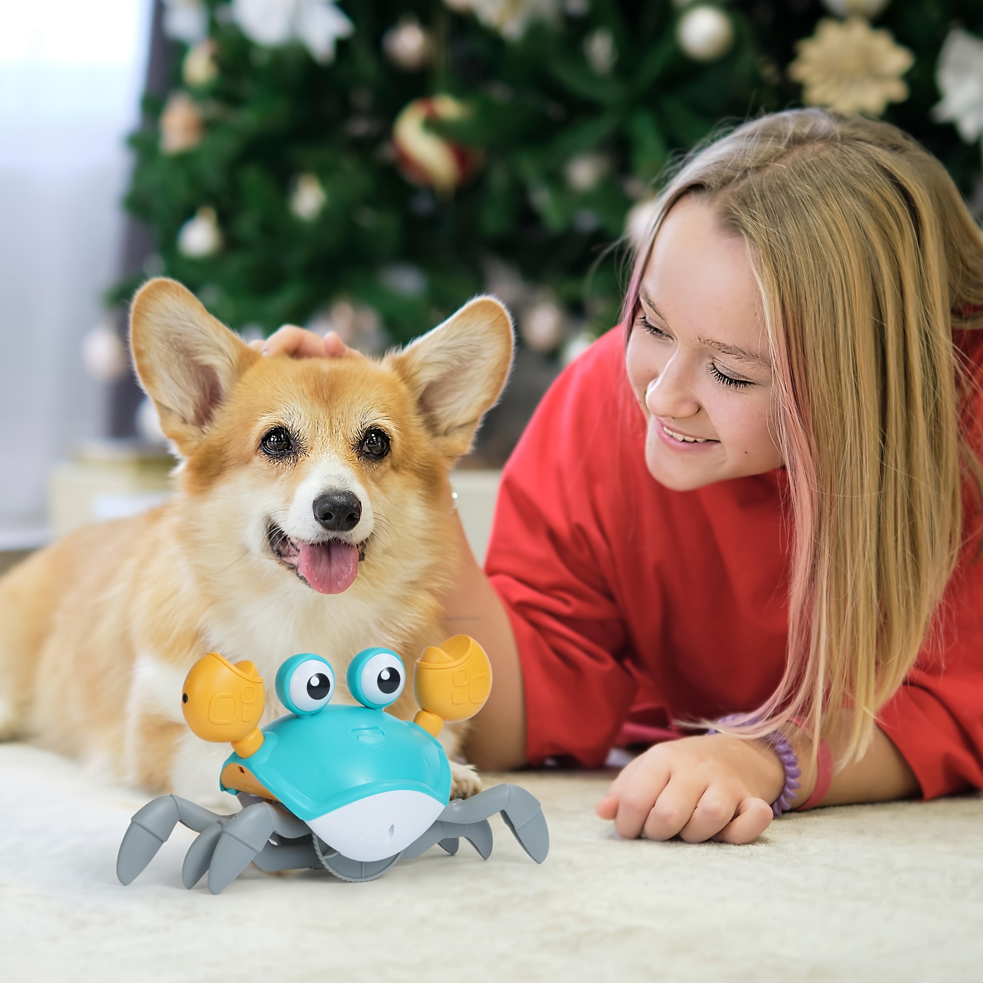 Juguetes para perros de cangrejo que se arrastran, juguete para perros con  sensor de evitación de obstáculos, juguetes interactivos para perros con