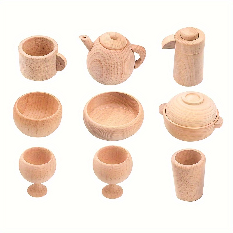 1pc En Bois Non Peint Maison De Jeu Cuisine Cuisine Jouet Théière Tasse À  Thé Verre À Vin Jouet Maison De Jeu Maison Jouet Pour 1-6 Ans - Jouets Et  Jeux - Temu France