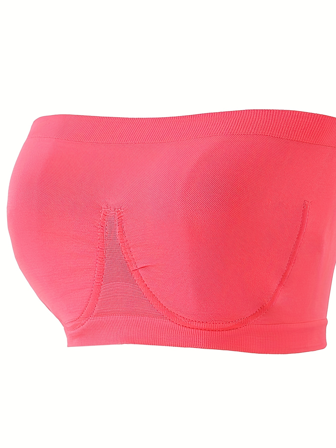  Womens Strapless Bra Silicone-Free Minimizer Bandeau Plus  Size Unlined Pink Gazelle Heather 32DD