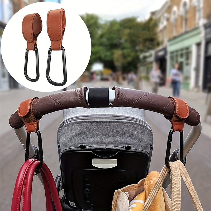 Portable Baby Car Hook for Strollers, Leather Carabiner
