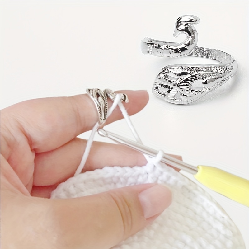 1/2pcCrochet Finger Ring Adjustable Crochet Tension Ring Open Yarn Guide  Finger