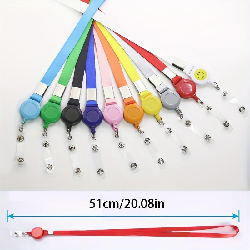 1pc Retractable ID Badge Holder with Lanyard, Stretchable Buckle Lanyard, Card Holder Strap, Colorful Neck Lanyard,Temu
