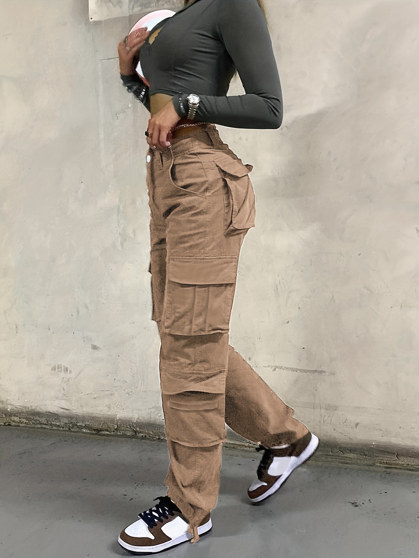 Pantalones Cargo Vintage Cintura Alta Senderismo Ropa Calle - Temu