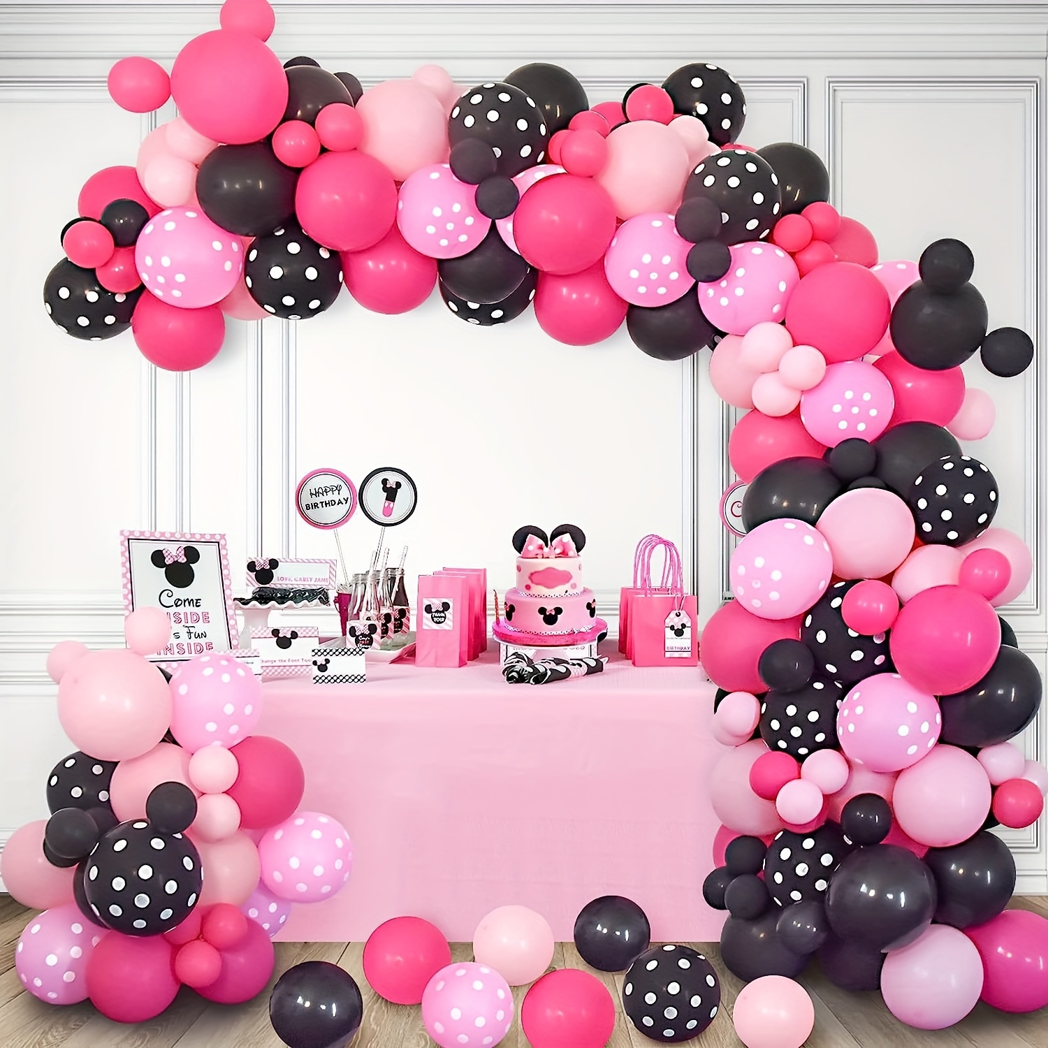 1Set Pink Mouse Birthday Decorations, Pink Mouse Balloon Arch Garland Kit  with Pink Bow Tie, Pink Hot Pink Polka Dots for Girls Mouse Theme Birthday  Party Decorations Baby shower Wedding Party Supplies