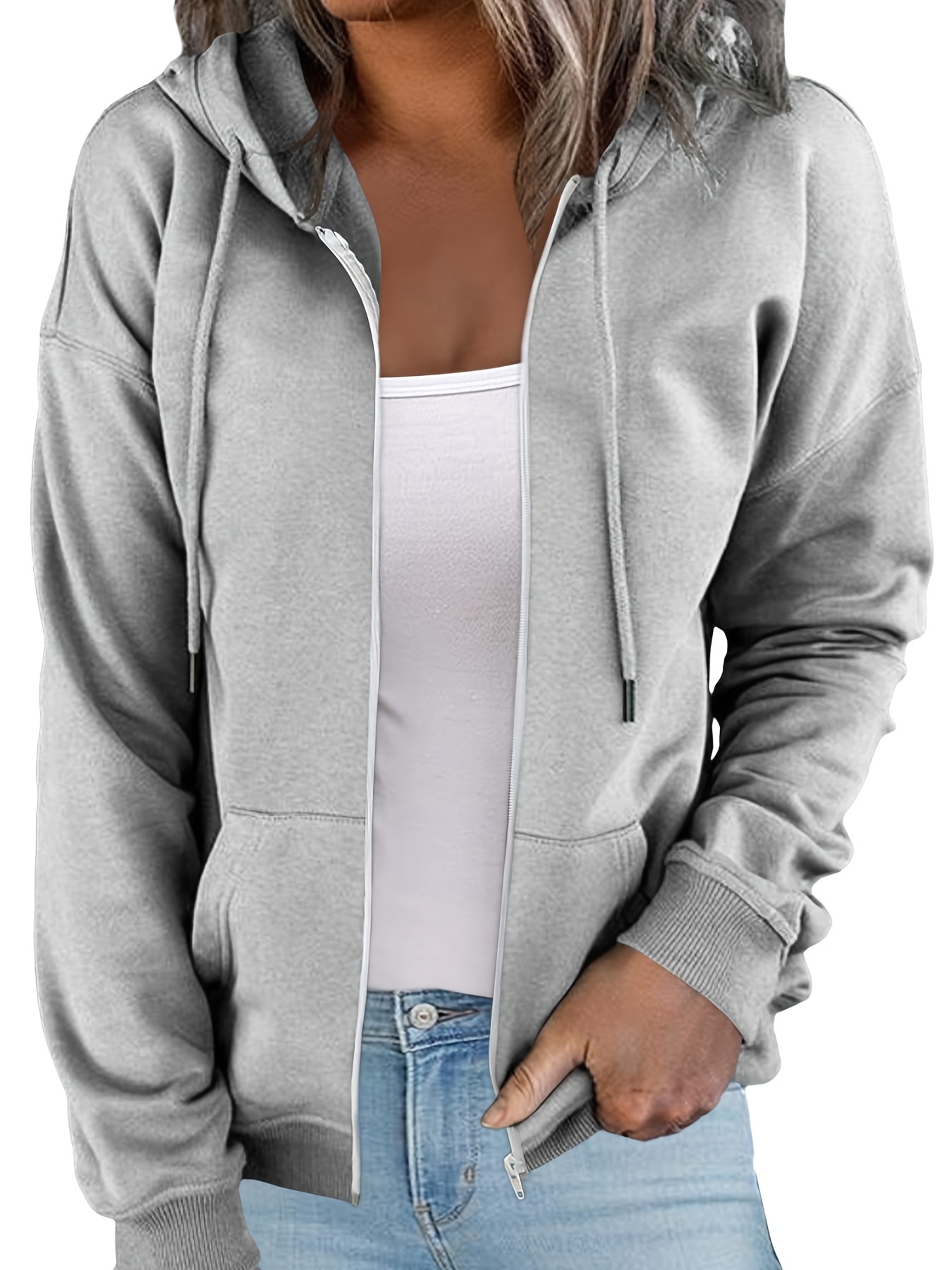 Women's Sweatshirt Casual Oversized Zip Long Sleeve - Temu