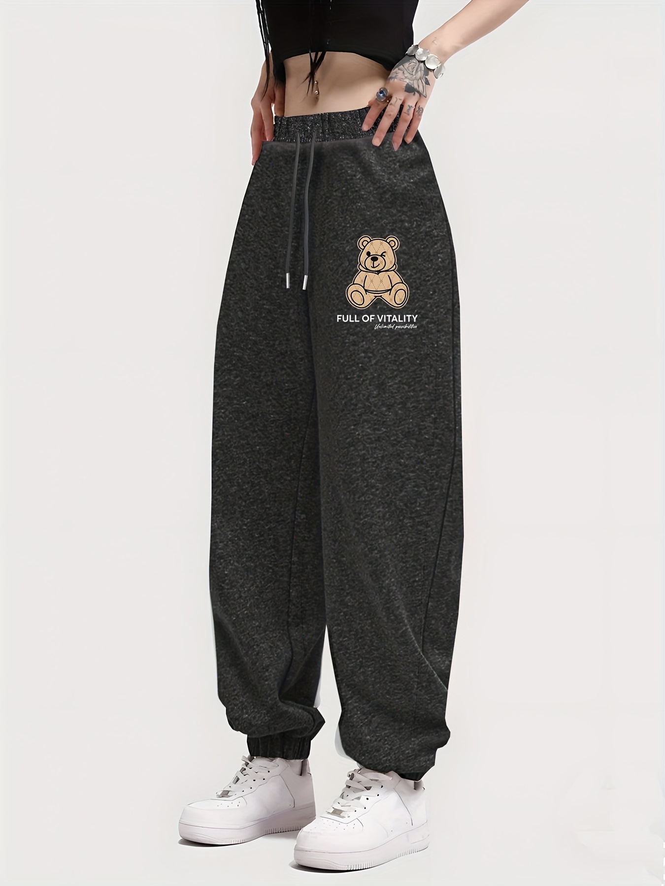 Pantalones Deportivos Holgados Estampado Panda Lindo Mujer - Temu