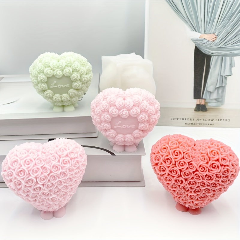 3D Love Rose Candle Silicone Mold DIY Heart Flowers Candle Making