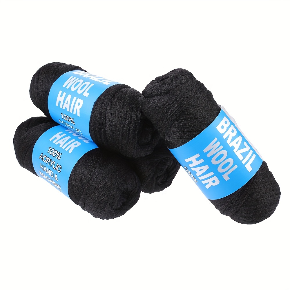 Natural Black Brazilian Wool Hair Acrylic Yarn For African - Temu United  Arab Emirates