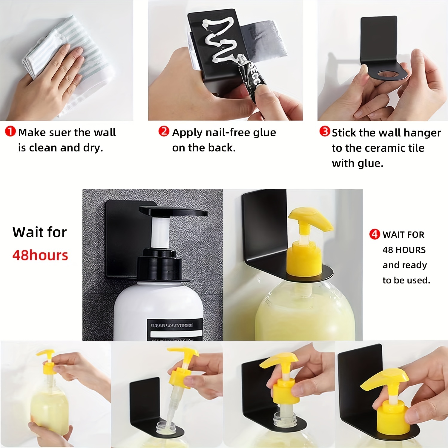 Wall Hanger Soap Bottle Holder Self-Adhesive Free of Punch Shampoo