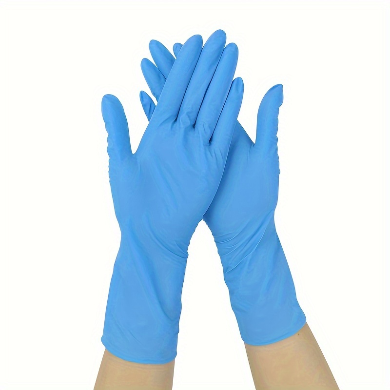 Guante de nitrilo, resistente y largo, azul, talla M, sin polvo