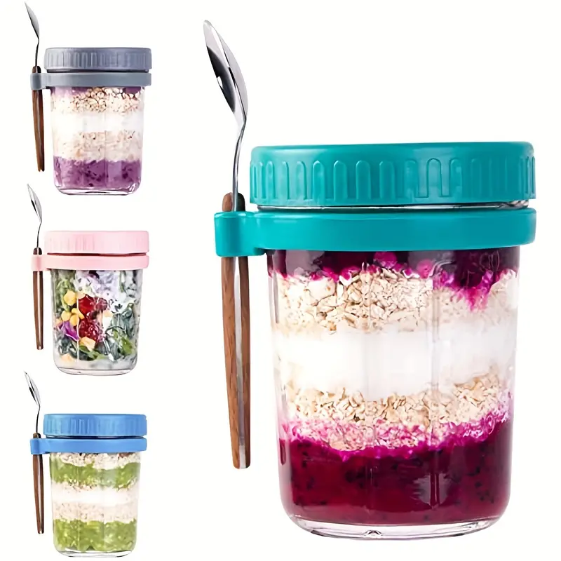 Overnight Oats Containers With Lids And Spoon, Mason Jars For Overnight  Oats, Overnight Oats Jars Glass Oatmeal Container To Go For Chia Pudding  Yogurt Salad Cereal Meal Prep Jars, Kitchen Accessories 