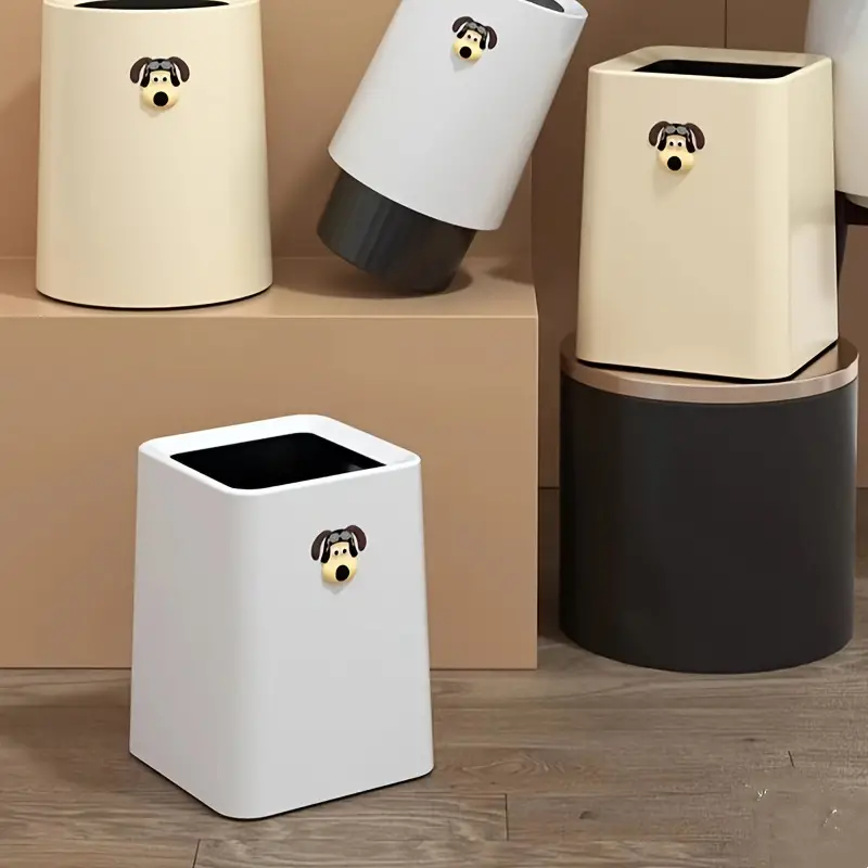 Cream Color Trash Can, Cute Dog Head Creative Double-layer Trash Can  Without Lid, Living Room Bathroom Paper Basket, Kitchen Bathroom Bedroom  Office Accessories, Home Decor - Temu