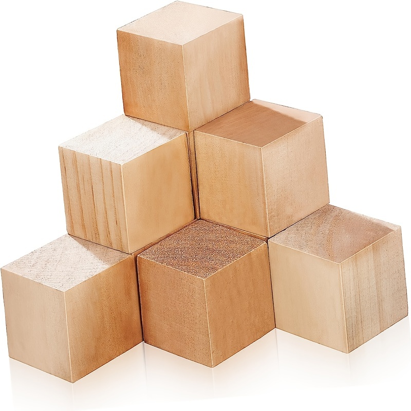 Cubos de madera, 100 cubos de madera natural de 1 pulgada, cuadrados sin  terminar, bloques cuadrados en blanco, pequeños bloques cuadrados para