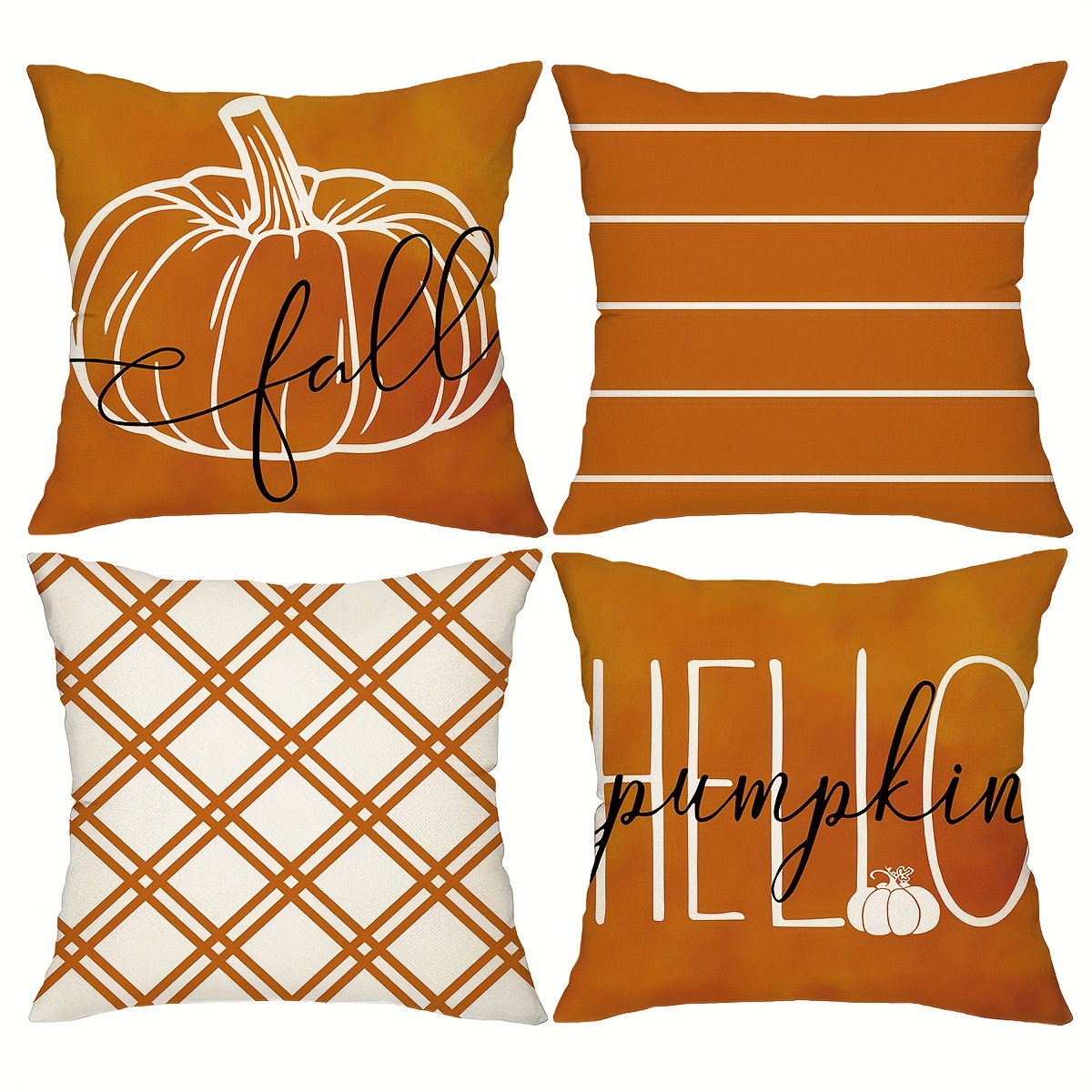 Juvale Set of 4 Thanksgiving Throw Pillow Covers with Seasonal Fall Quotes, 4 Autumn Designs, 17x17 Inches