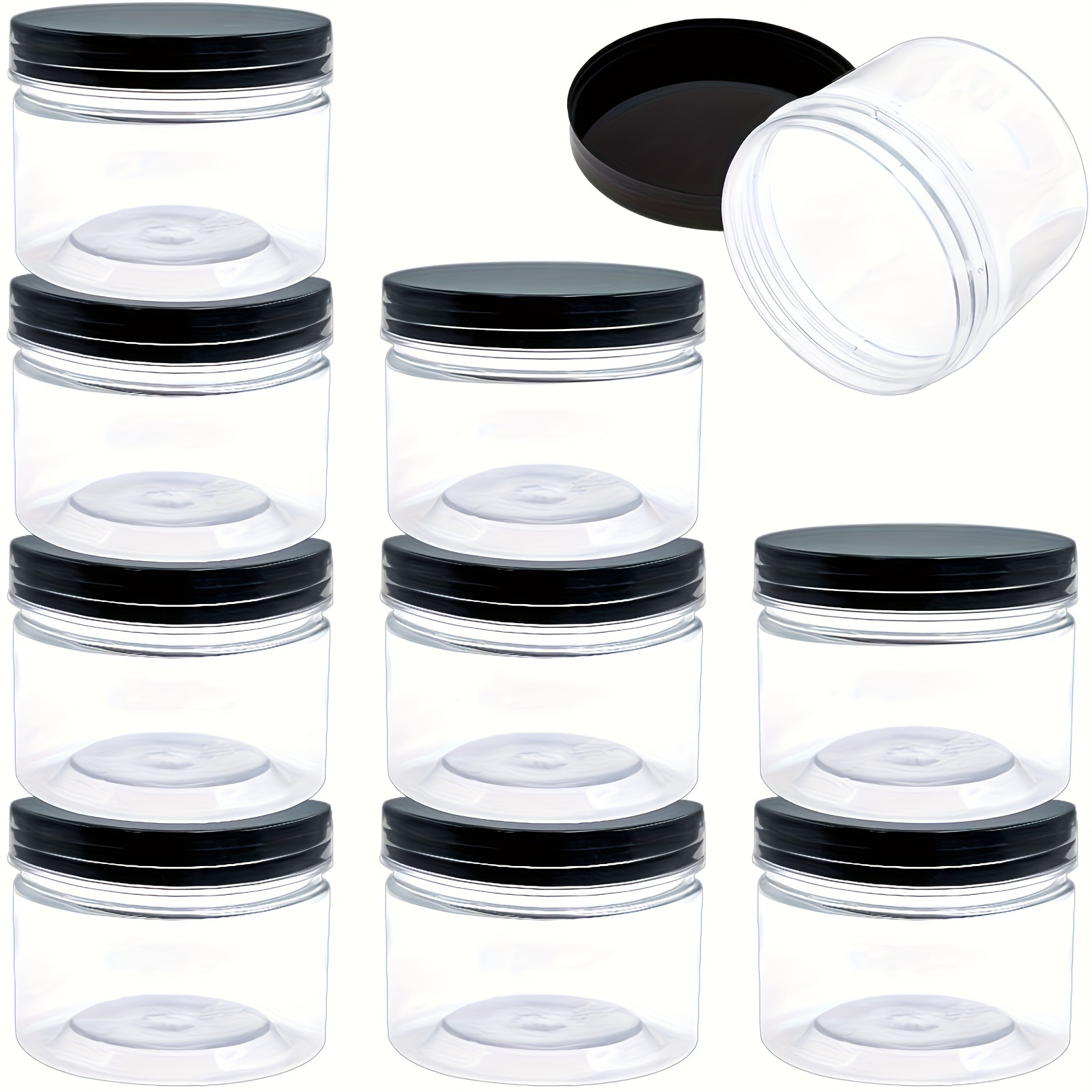 Plastic Jars With Lids, Jar With Lids, Plastic Mason Jar, Storage Containers  For Cosmetics, Slime Storage Jars, Desert Containers, Airtight Plastic Jar  With Lid, 6 Pack (5 oz, Silver)