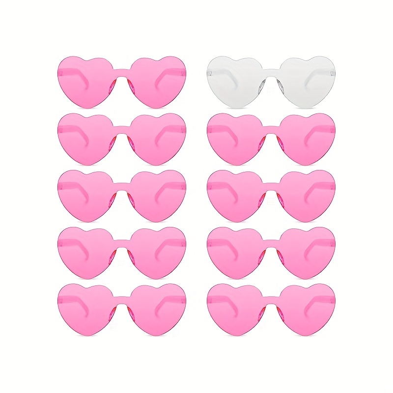 Kabuer Pink Heart Shape Love Glasses Rimless Decoration Sunglasses Transparent Candy Color Frame Less Glasses, Women's, Size: One Size