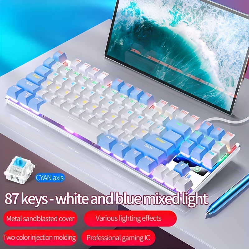 Zk3 Metal Mechanical Keyboard 87 key Luminous Blue Axis - Temu