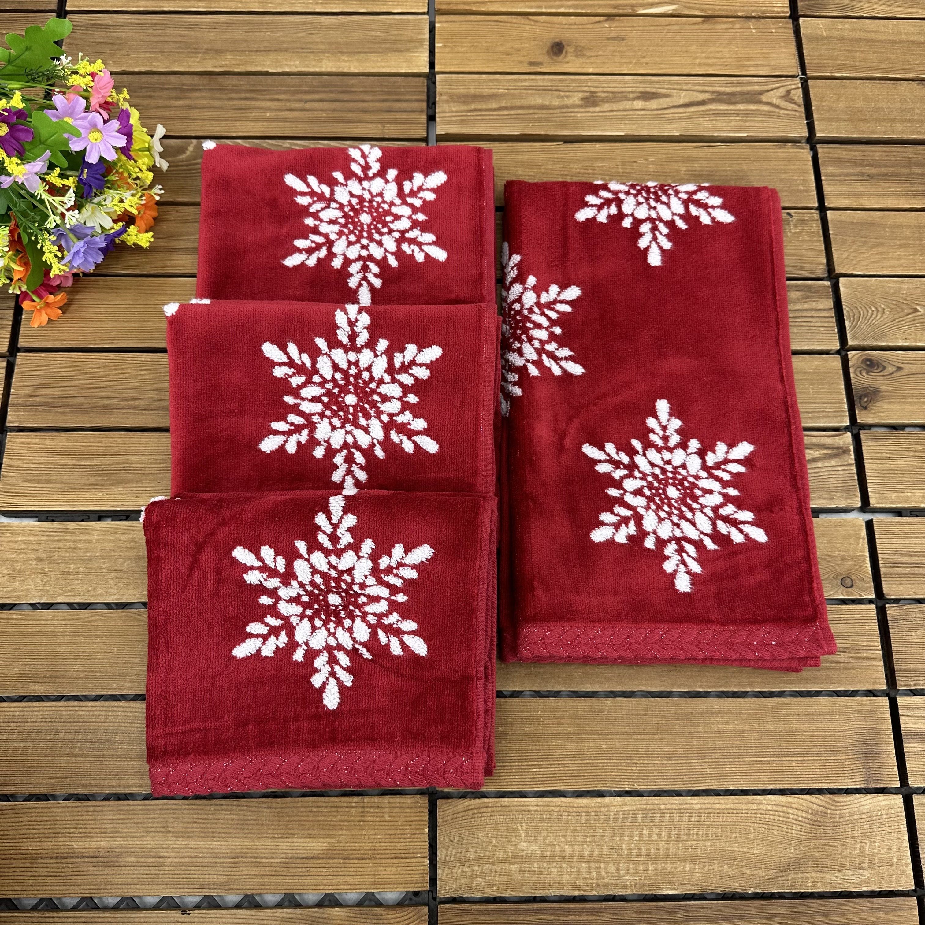 Hanging Kitchen Towels 1 Pack, Merry Christmas Hand Towel with Loop  Absorbent Dish Cloth Tie Towels for Bathroom Laundry Room Decor Hand Dry  Towel Funny Xmas Tree Snowflakes Red