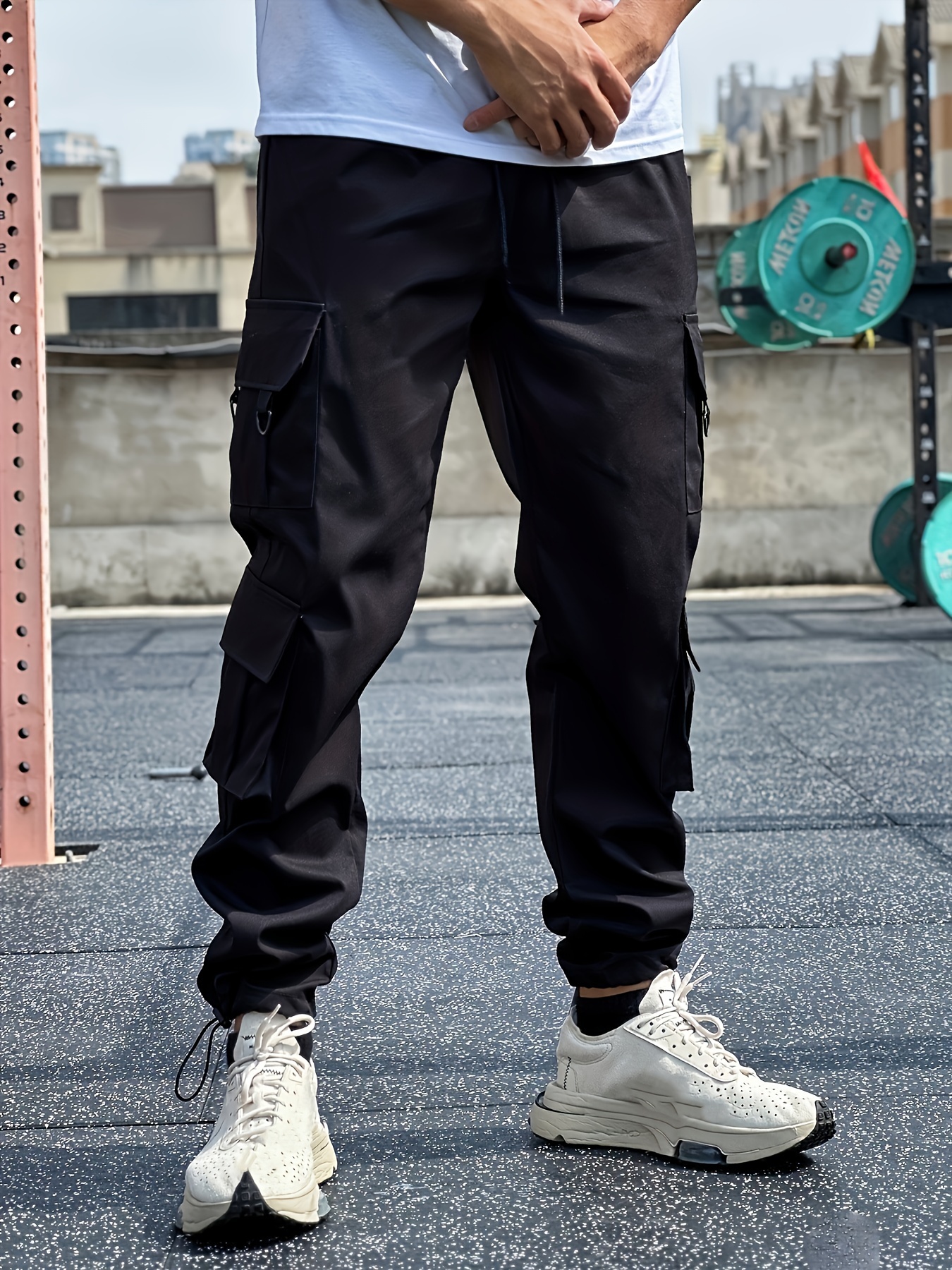 Trendy Plain Black Cargo Pants, Men's Multi Flap Pocket Trousers, Loose  Casual Outdoor Joggers, Men's Work Pants Outdoors Streetwear Hip Hop Style