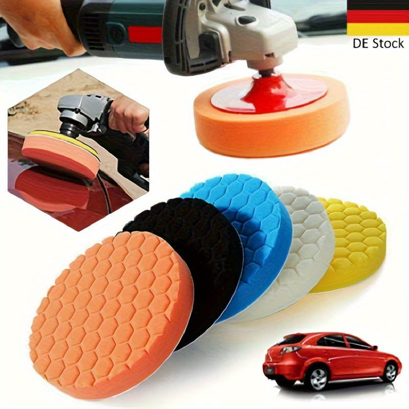 7 Inch Polishing Pads Kit Car Foam Sponge Pads Wool Bonnet Pads with 5/8-11  Thread Backing Pads & 8mm Adapters for Polisher & Electric Drill Auto Body