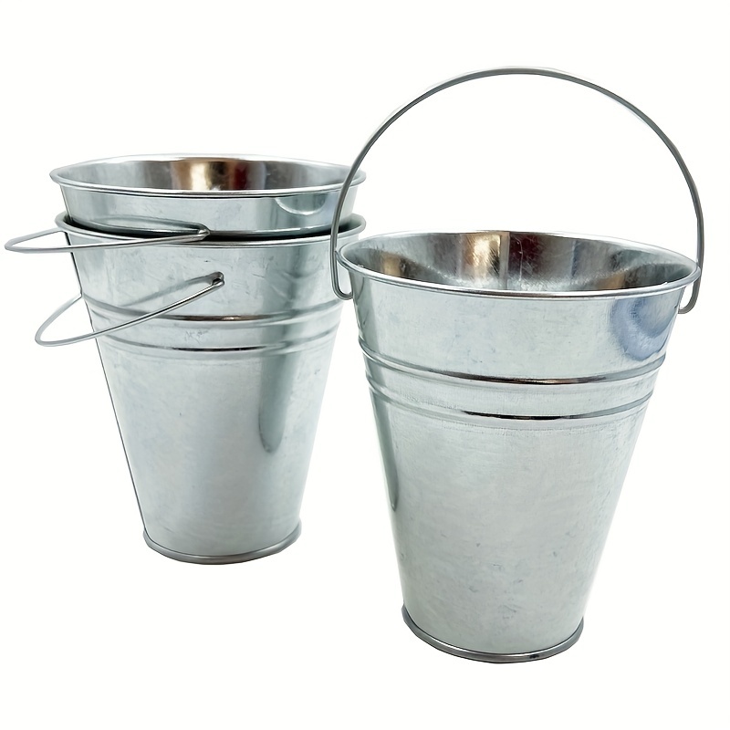 6 Pack Small Metal Buckets with Handles, Galvanized Pails for