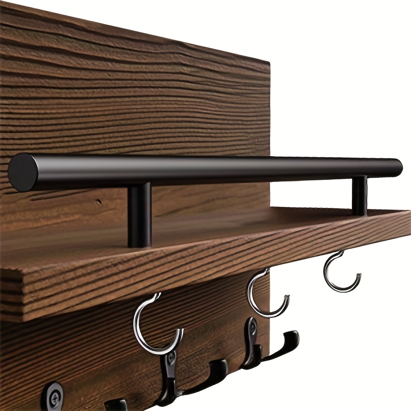 Wood Coat Hook Rack, Entryway Key Hook Shelf, Rustic