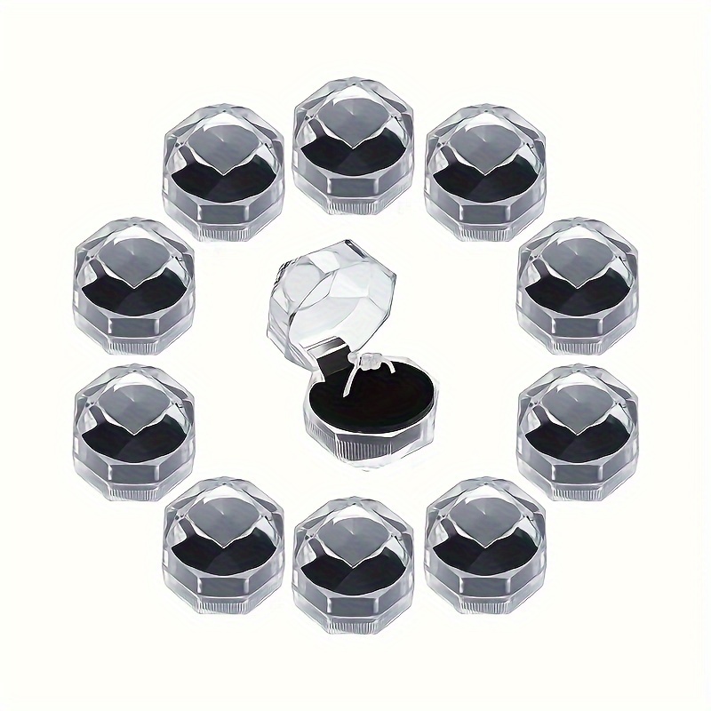 

20pcs Transparent Crystal Plastic Ring Box, Earring Jewelry Storage Display Box, Wedding Valentine's Day Gift Box, Exquisite High-end Convenient Supplies