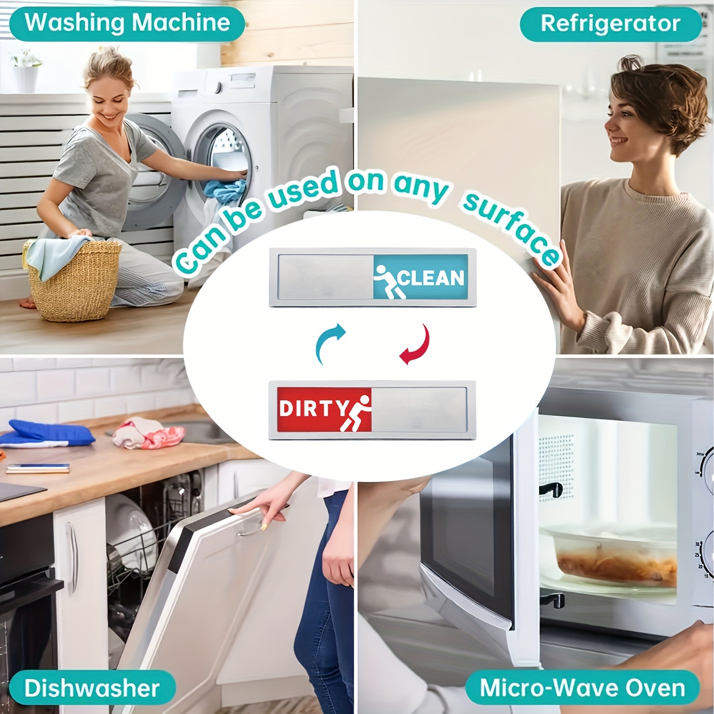 Dishwasher Magnet, Clean Dirty Sign Indicator for Dishwasher Non-Scratch  Easy to Read and Strong Slide for Changing Signs, Sleek and Convenient