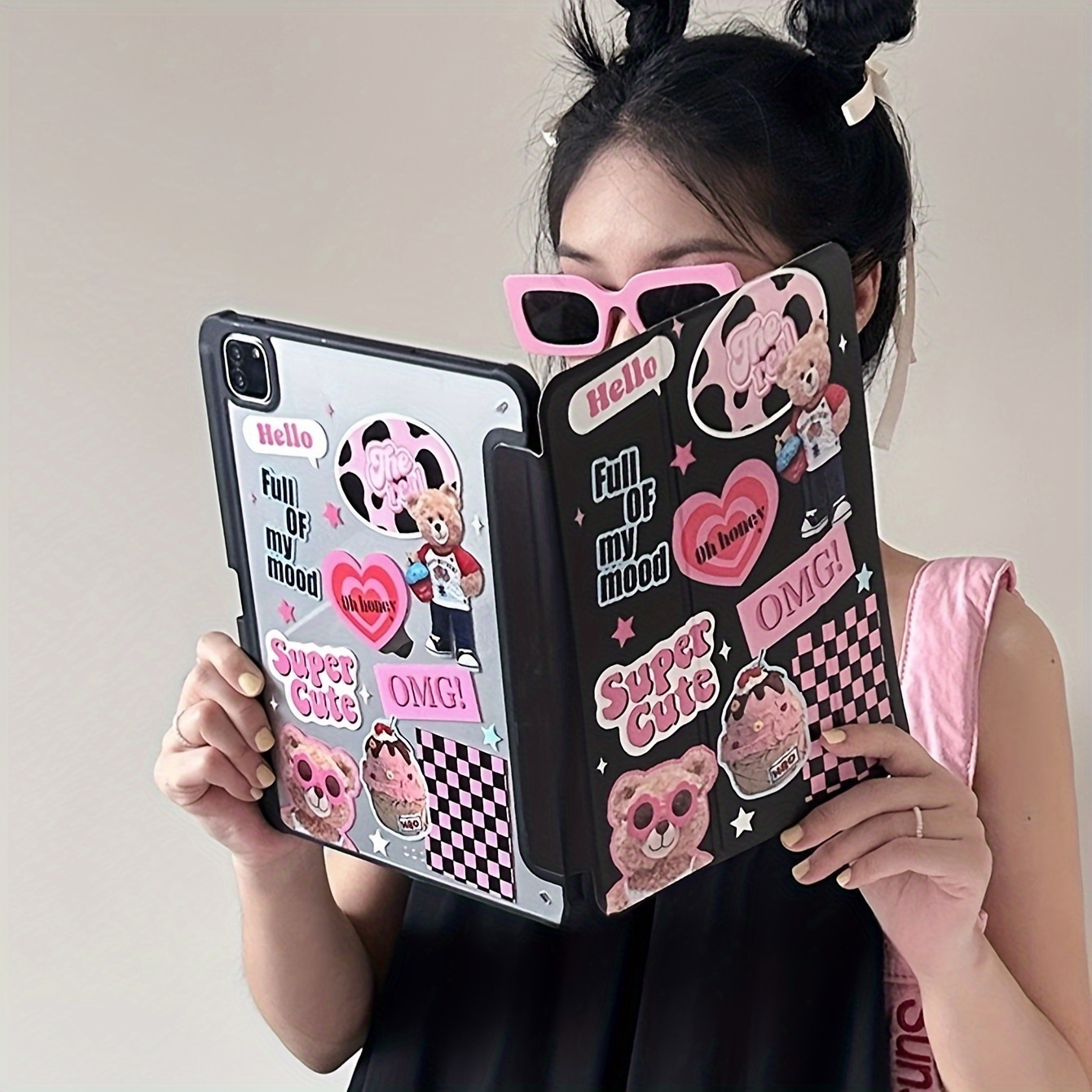 

Case 9.7/10.2/10.5/10.9/pro 11/10th Gen Compatible, Trendy Love Bear Puzzle Pattern Protective Cover, Durable Tablet Shell With Cute Design, Shockproof And Easy To Install