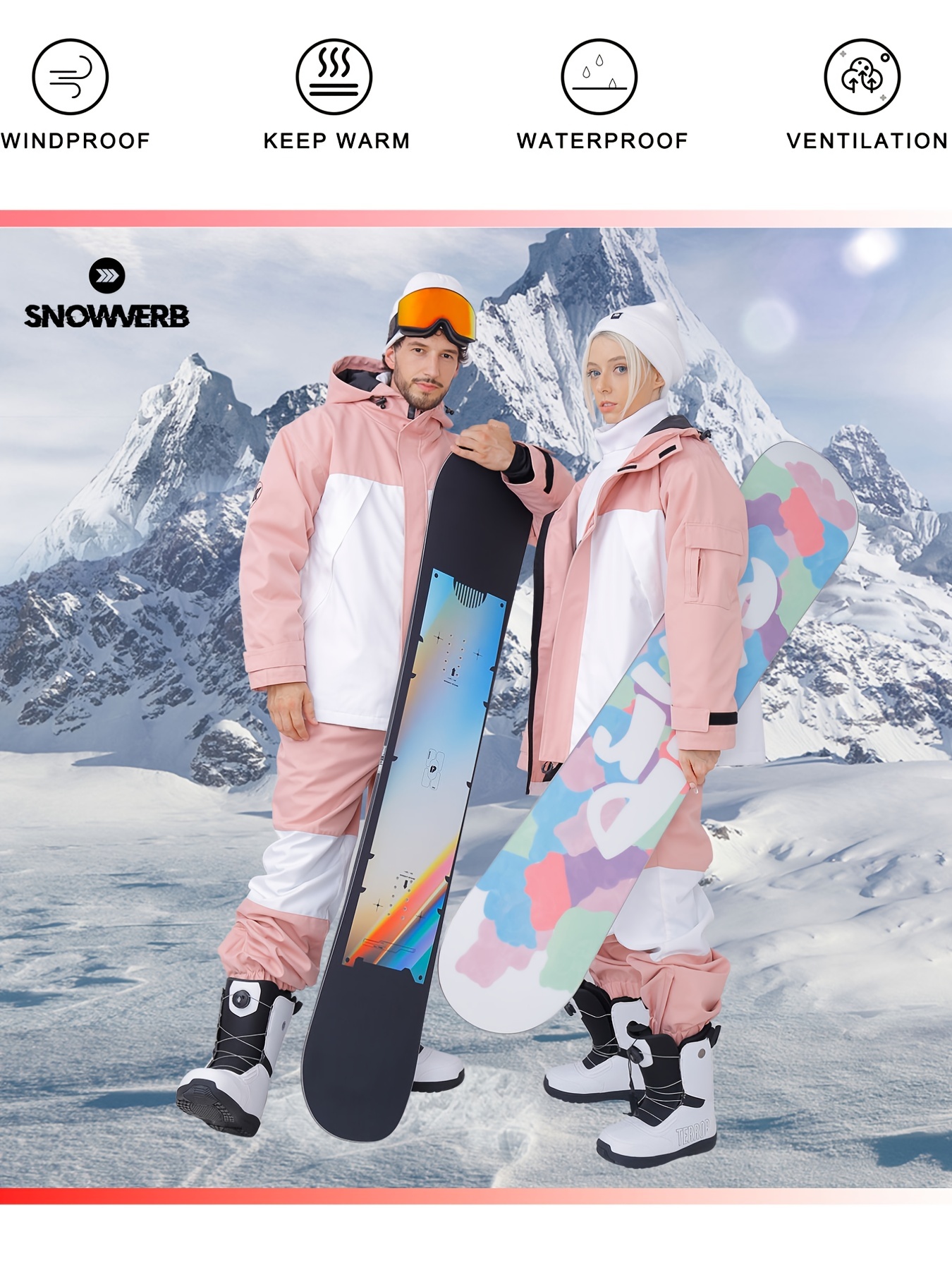  Pantalones de snowboard impermeables de camuflaje para