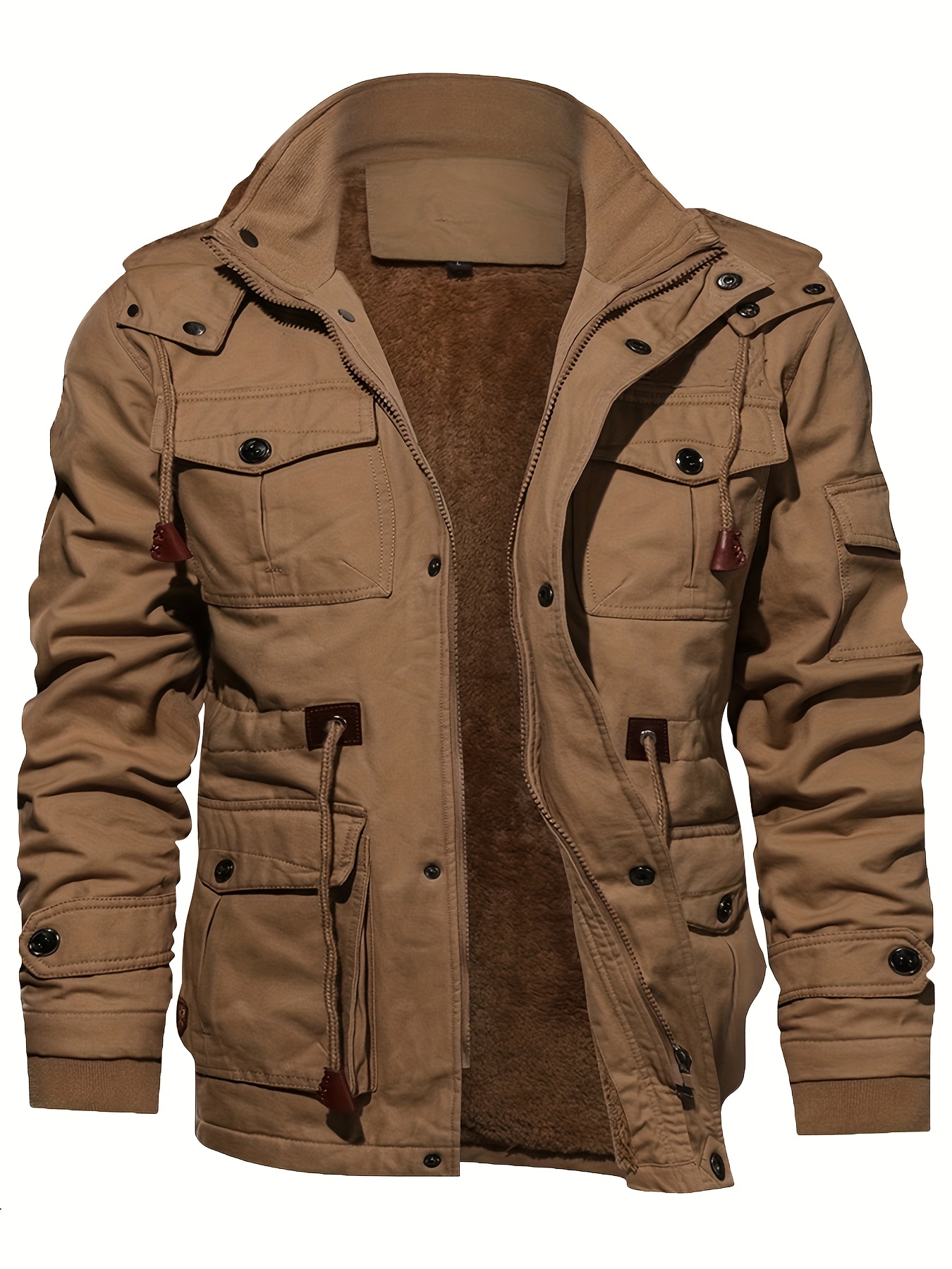 Fleece Cotton Pocket V neck Long Sleeves Jackets Casual - Temu