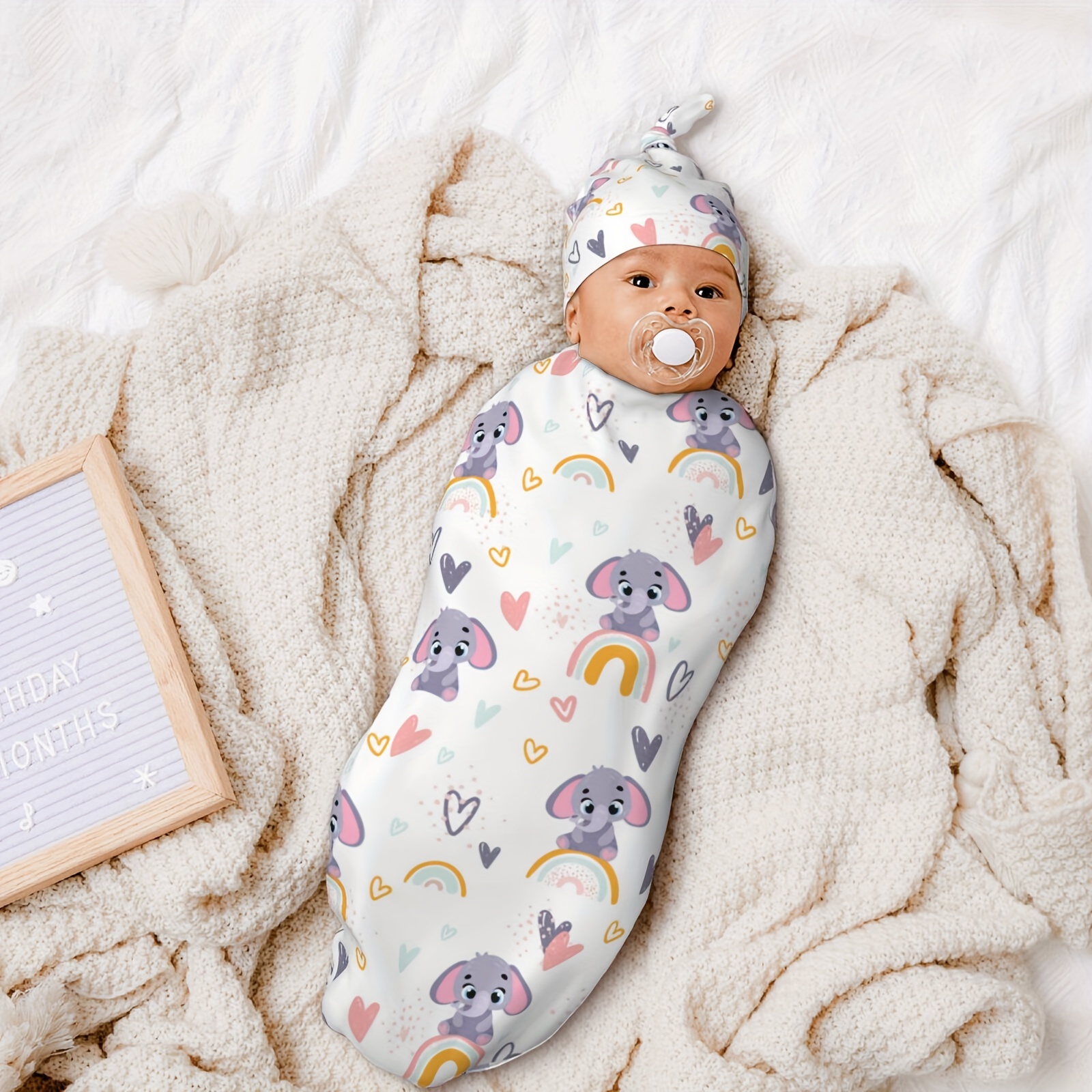 Rainbow swaddle and online hat