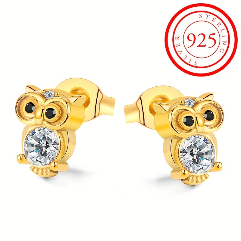 9ct gold owl on sale earrings