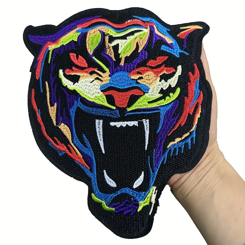 Large Multi color Tiger Head Iron on Sew on Patch Jacket - Temu