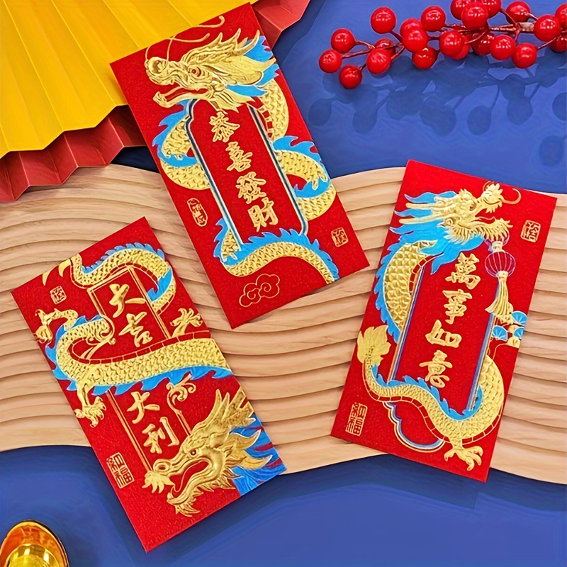 Gold Foil Chinese Red Envelopes Lucky Money Envelopes 2024 - Temu