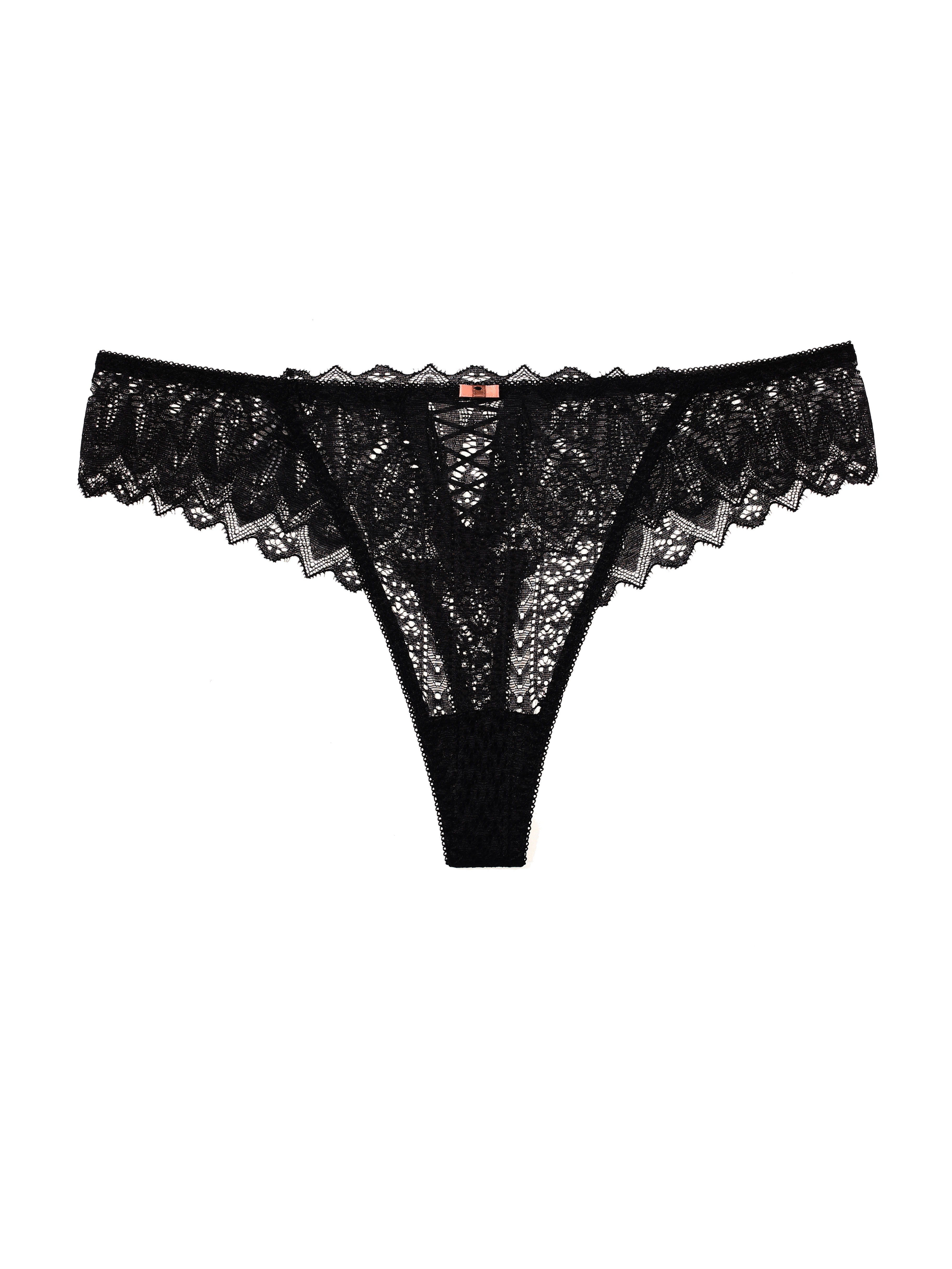 Qertyioot Womens Elegant Lace See-Through Breathable Thongs Underwear