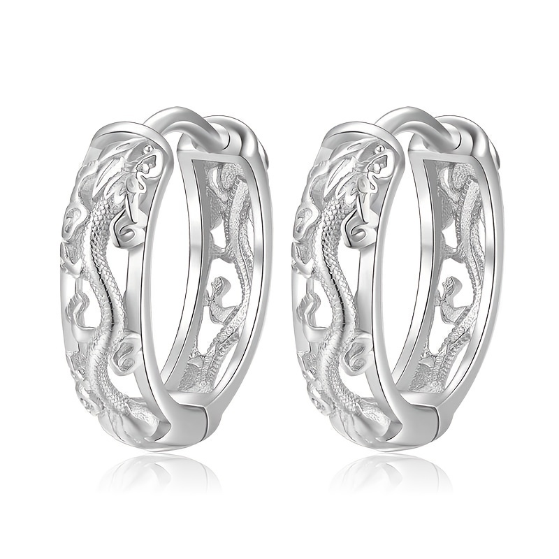 Vintage Hollow Dragon Hoop Cuff Earrings for Men