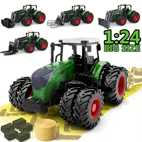 Ensemble de tracteur de ferme télécommandé, jouets de tracteur de  bricolage, jouet de véhicule de camion de ferme de tracteur électronique à  l'échelle 1/24 2,4 GHz avec lumière pour enfants de Noël