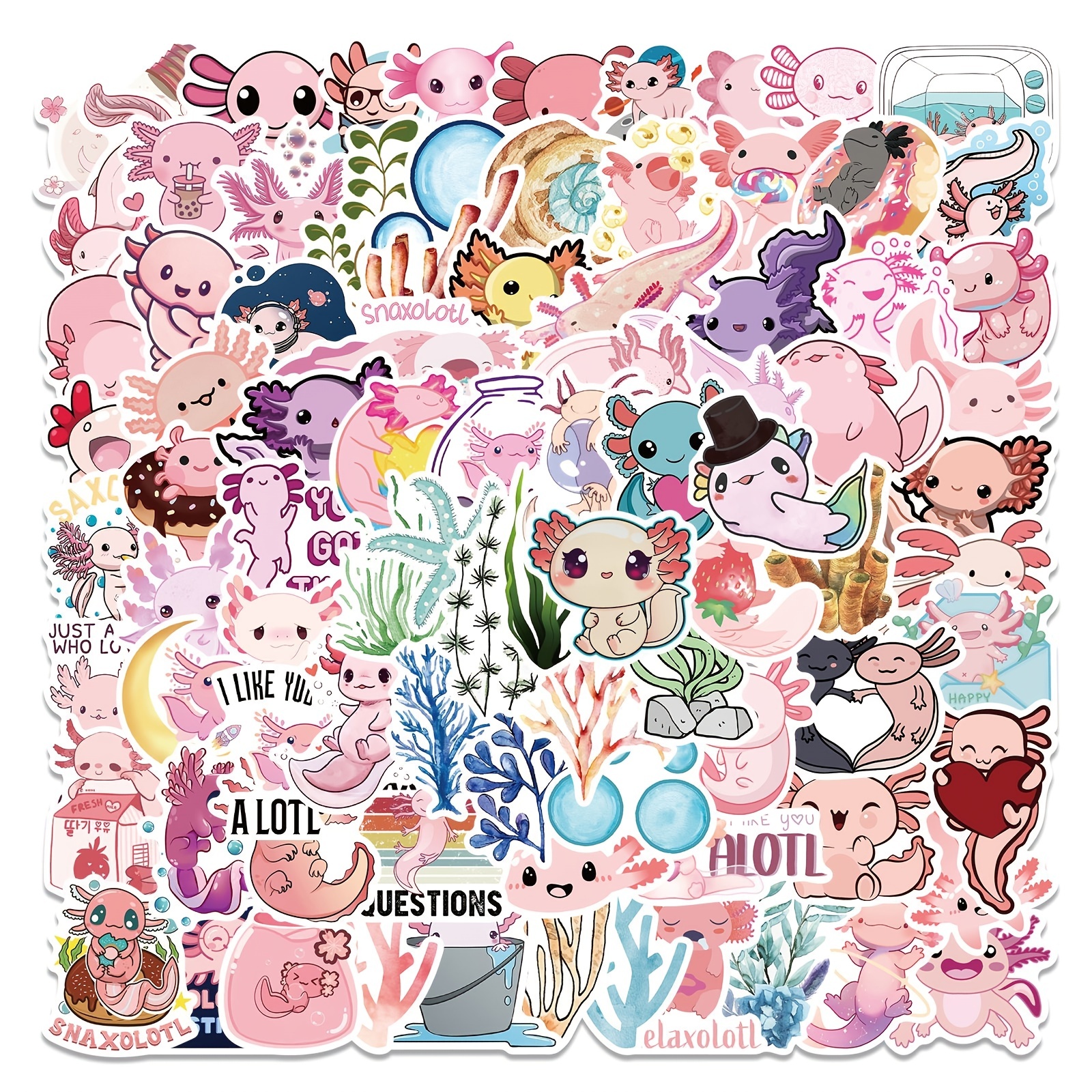 NEWFUNY 50pcs Kawaii Stickers for Water Bottles, Cute Vsco Vinyl Laptop Stickers, Waterproof Aesthetic Stickers, Pink Sticker Pack for Kids Girls