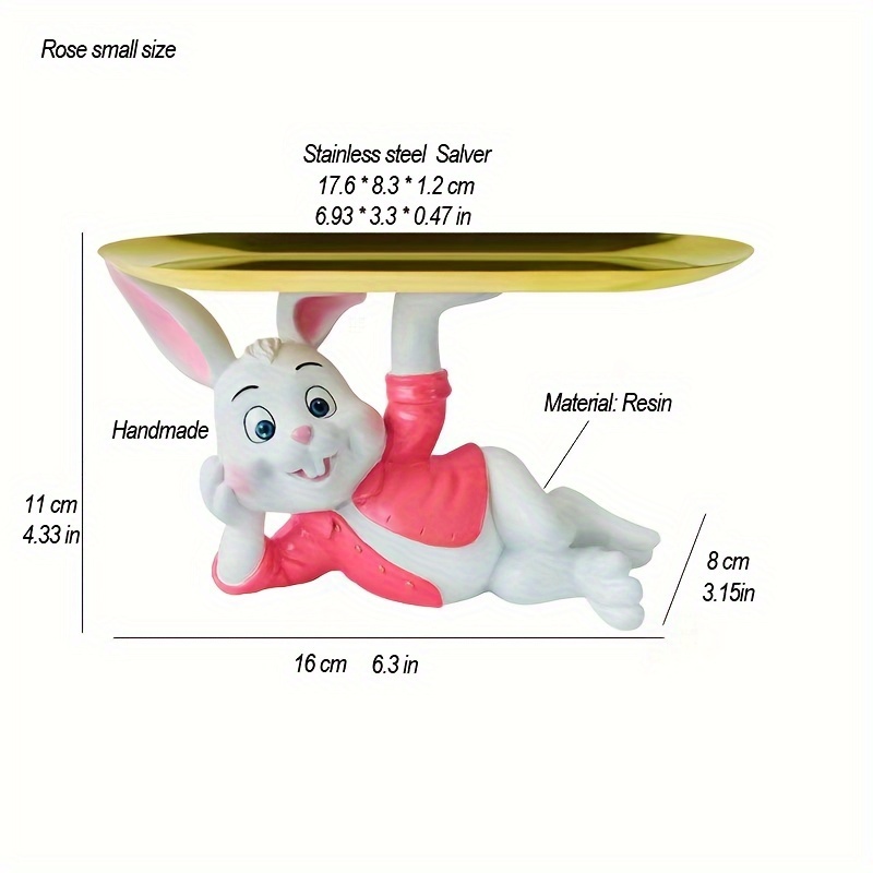 Resin Bunny Ornament Stainless Steel Tray Easter Ramadan - Temu United ...