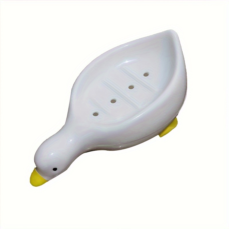 1pc White Plastic Duck Shaped Soap Dish, Suitable For Kitchen