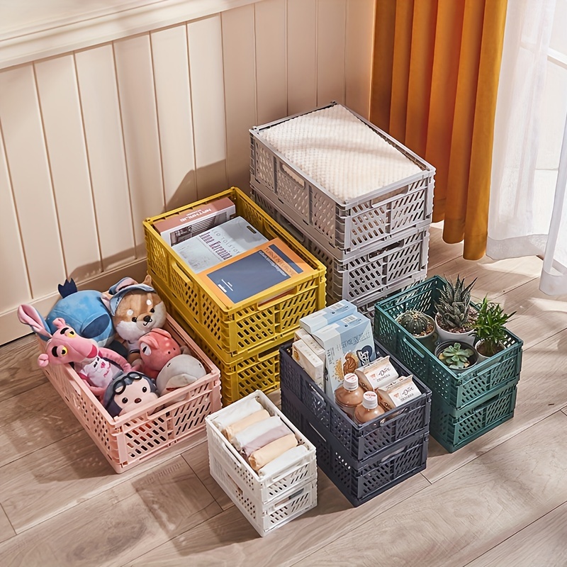 Collapsible Storage Box Crate With Lid Folding - Temu